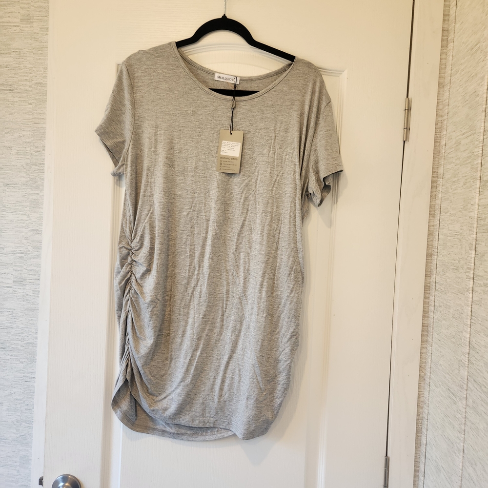 Smallshow Elegant Gray Ruched Midi Dress Size 2XL BNWT
